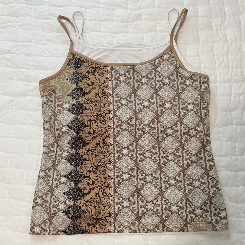 Chic Patterned Women's Camisole in Brown and Black